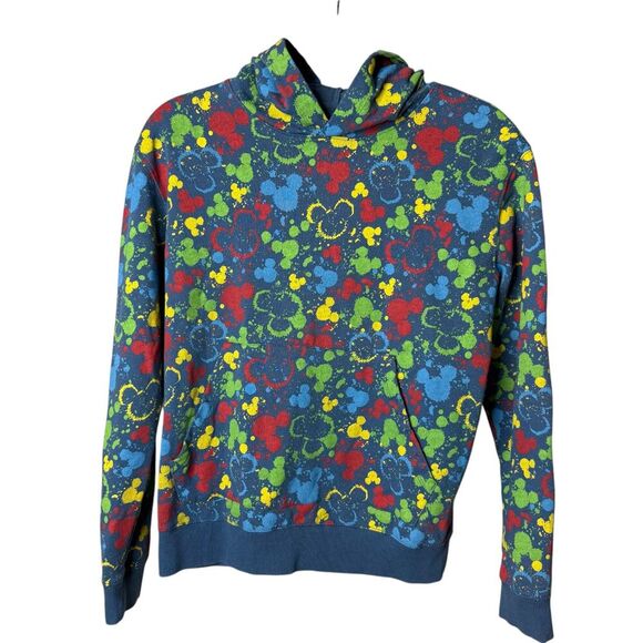Disney Parks Mickey Mouse Head Paint Splatter Hoodie YouthXL Colorful Sweatshirt - Picture 1 of 4